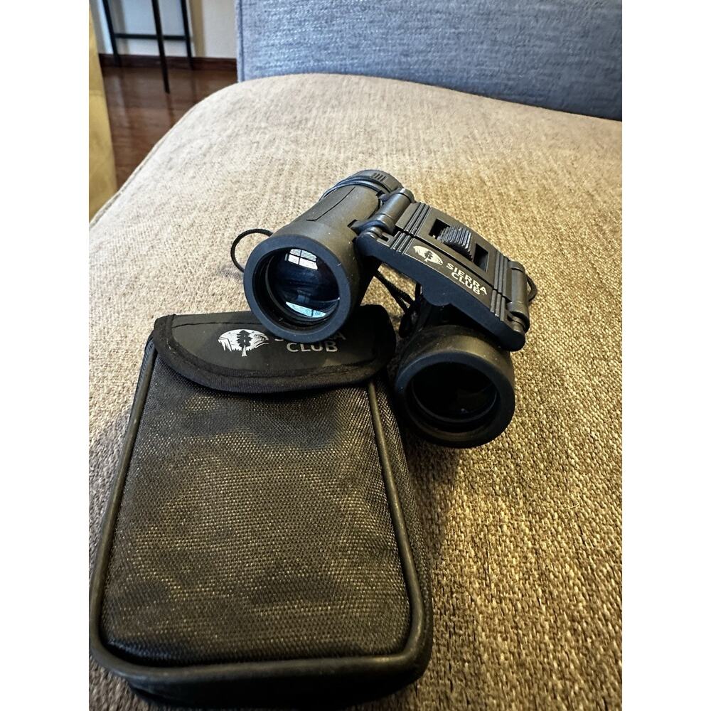 Sierra Club Compact Binoculars - Lightweight & Foldable Carrying Case Strap
